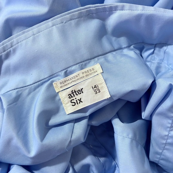 Vintage 1970s After Six Ruffled Light Blue Unisex Vampirecore Shirt - Picture 7 of 7